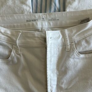 Old Navy White Wash High-Waited Wow Wide-leg Jeans, Size 10 Short